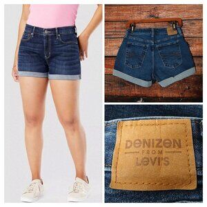 Denizen Levi's Jean Shorts Size 27 4 High Rise Cuffed Blue Denim Stretch